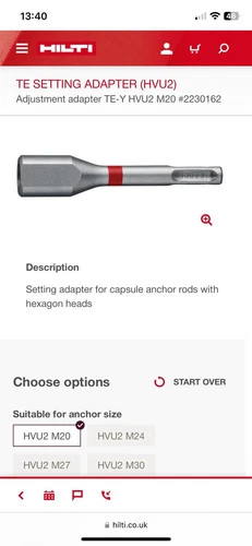 Hilti setting adapter - te,